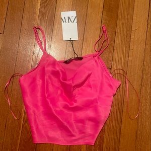 Zara Hot Pink Silk/Satin Top